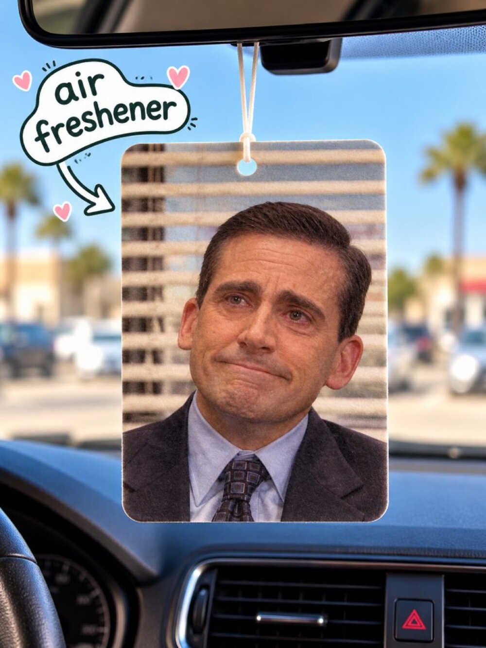 Michael Scott Crying Funny Meme Car Air Freshener – Hanging Car Accessory